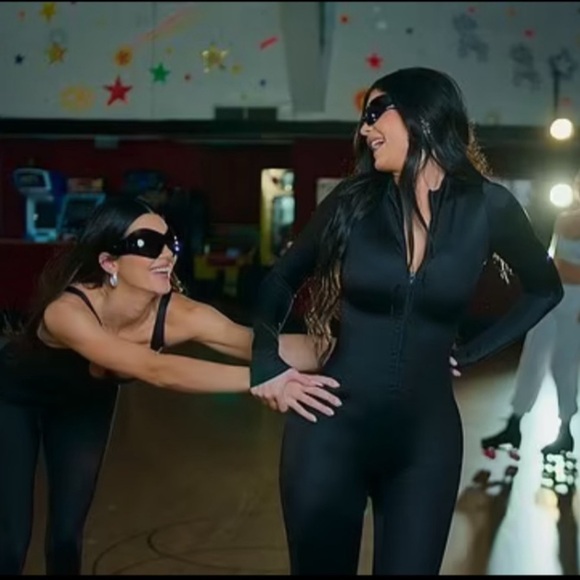 Auth Skims shine stretch black zip up mock neck cat suit NEW Large L - Picture 3 of 4